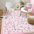 thumbnail image 6 of Garvee 9x12 Area Rug Modern Floral Print Rugs for Living Room, Machine Washable Rug Soft Non Slip Indoor Rug Carpet, Low Pile Ultra Thin Farmhouse Rugs for Bedroom Dining Room Home Decor, Pink, 6 of 9