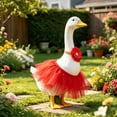 thumbnail image 5 of SHENGXINY Porch Goose Outfit, Tulle Tutu with Oversized Satin Bow Headband for Porch Yard Garden Home Decorations Red 23 in, 5 of 6