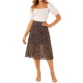 thumbnail image 2 of Allegra K Women's Peasant Elastic Waist A-Line Printed Midi Skirt, 2 of 6