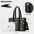 thumbnail image 5 of Teacher Tote Bag,Black Cartoon Colorful Dinosaurs Plants Pattern Teacher Utility Tote Bag,Large Work Tote Bags for Women with Multiple Pockets,Top Zipper Closure,13.8x10.6x6.7 Inch, 5 of 5