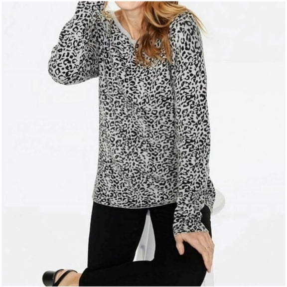 new NYDJ women sweater MYRN3899 button back boat nk gray black jaguar sz S $109