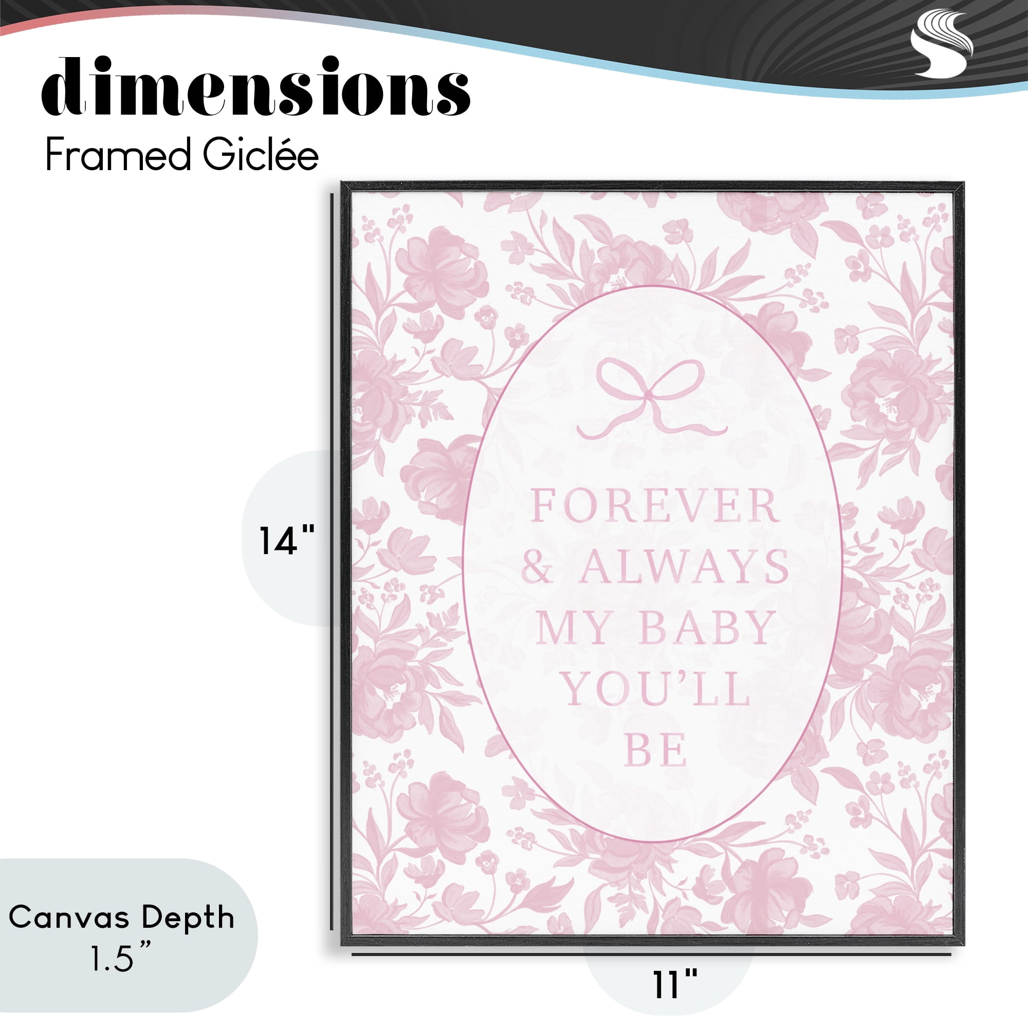 Stupell Industries Forever and Always Pink Florals Black Framed Giclee Art, design by Cherrywood Lane