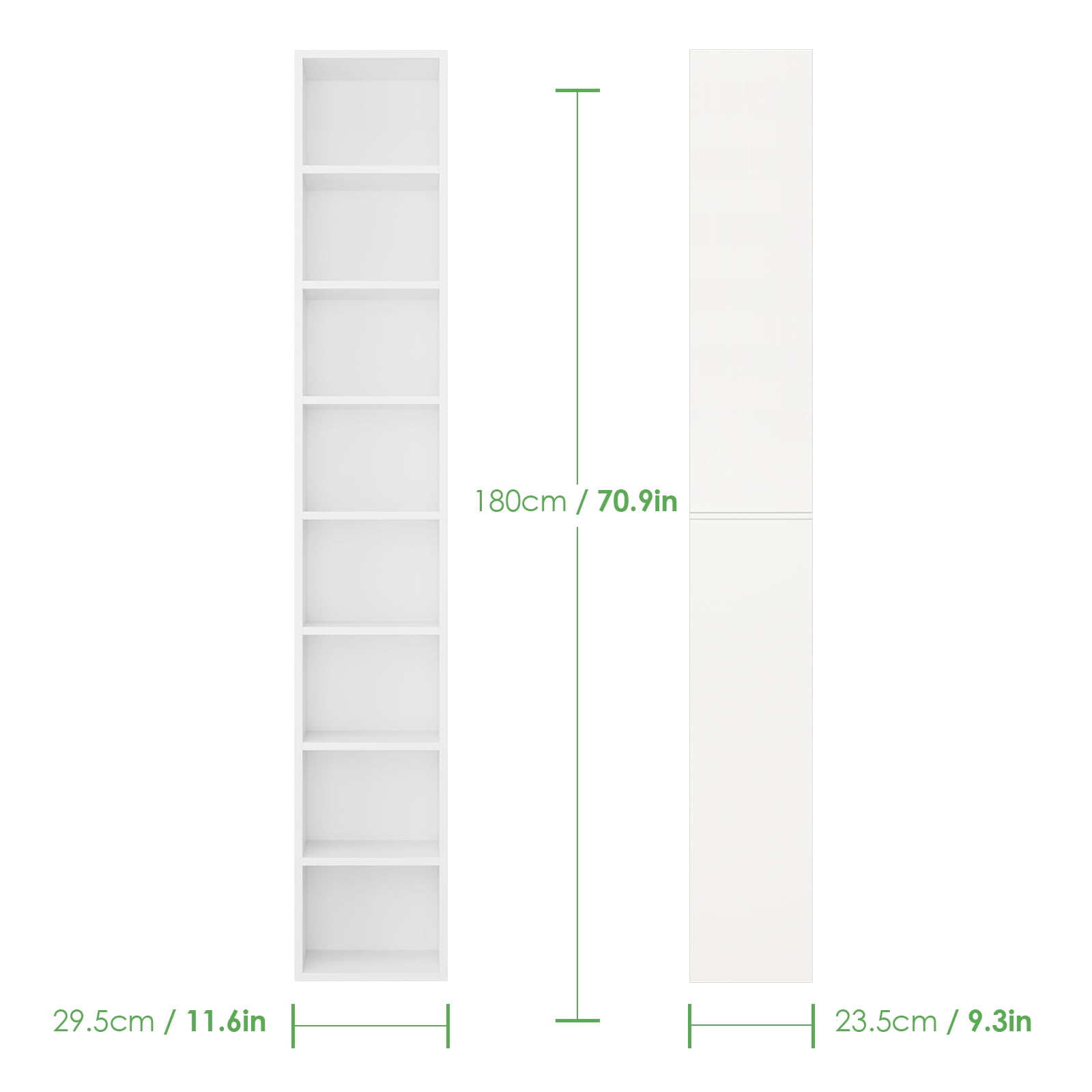 Homfa 8-Tier Media Tower, CD DVD Media Storage Unit with 4 Adjustable Shelves for Living Room Bedroom, White