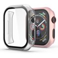 thumbnail image 1 of 2 Pack Tempered Glass Screen Protector Case Compatible with Apple Watch Series 8/7 45mm，Hard PC Full Coverage Bumper Protector Cover for iWatch 45mm Accessories,Clear+Rose Gold, 1 of 5