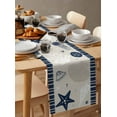 thumbnail image 6 of Ldtrchee Navy Blue Coastal Table Runner 48 Inches, Ocean Nautical Starfish Coral Striped Bed Runner Dresser Scarves Tabletop for Indoor Outdoor Parties/Ceremony/Banquet, 13" x 48", 6 of 8