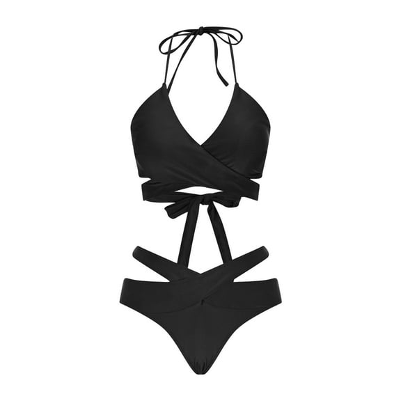 Youyipin womens swimsuits Women's Push Up V Neck Bikini Sets Criss Cross Back swimsuit Two Piece Bathing Suit beach vacation clothes for women