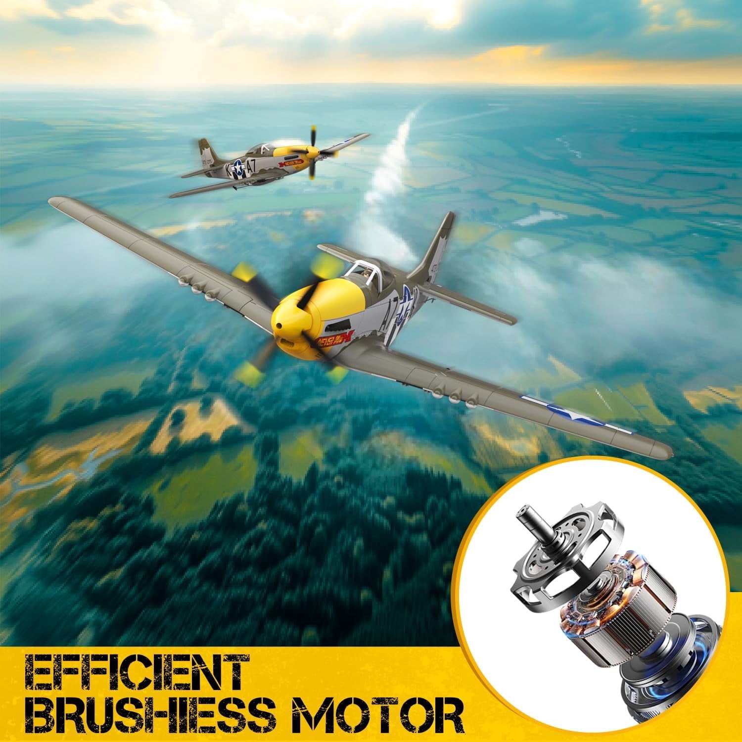 Volantex P51D Mustang RC Plane 2.4G 4CH RC Aircraft Aerobatics RTF Glider For Age 8+ &Adults