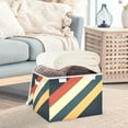 thumbnail image 3 of Yayeee Collapsible Cube Storage Bin with Lid Fabric Closet Decorative Basket with Handles, Beige Stripes, 3 of 7