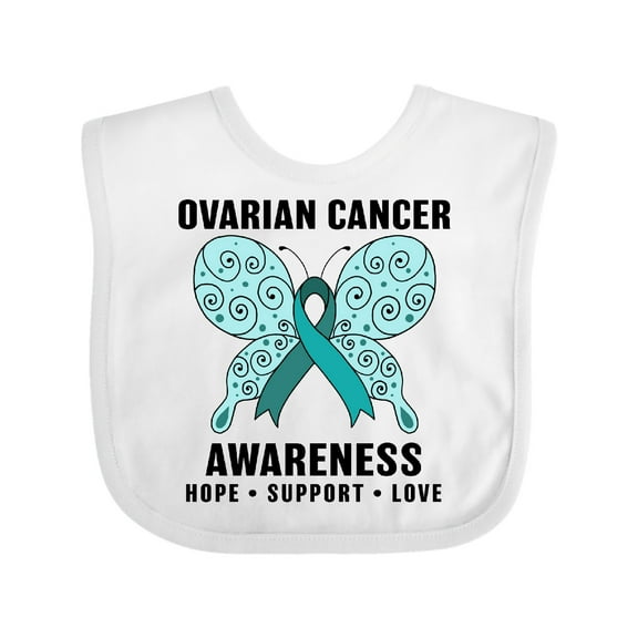 Inktastic Ovarian Cancer Awareness Hope Support and Love Boys or Girls Baby Bib