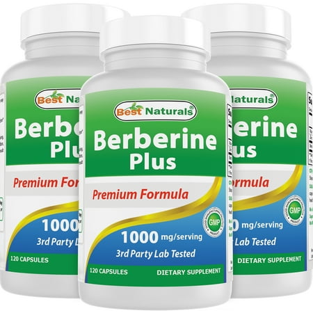 3 Pack - Best Naturals Berberine Plus 1000 mg per serving 120 Capsules | Berberine for Healthy Blood Sugar Levels, Digestion & Immunity (Total 360 Capsules)