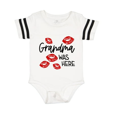 

Inktastic Grandma Was Here Red Kisses Gift Baby Boy or Baby Girl Bodysuit