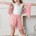 thumbnail image 6 of ZACPNCV Girls 2 Piece Outfits Fall Fringe Suede Vest and Shorts Set Tassel Sleeveless Jackets with High Waist Shorts Pink 5-6 Years, 6 of 9