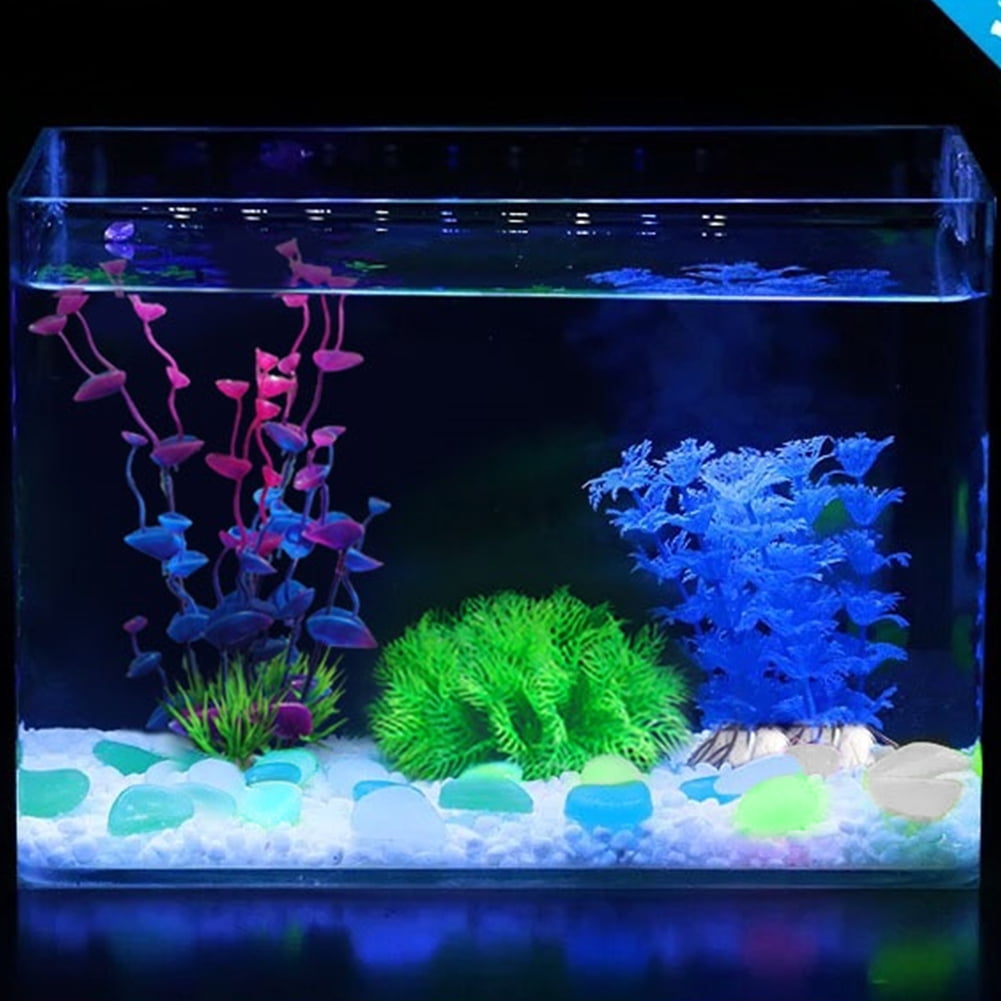 цветные камушки для аквариума. аквариум с глофиш. светящийся аквариум. камушки для аквариума. люминесцентные растения.