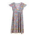 thumbnail image 4 of Femmes V-Cou Floral Split Robe Boho Été Plage Décontracté Longue Robe de Soleil, 4 of 5