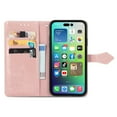 thumbnail image 6 of Jiahe Cover for iPhone 13 Pro Max Wallet Case PU Leather Mandala Flower Embossed with Card Holder Wrist Strap Kickstand Protective Lanyard Purse Cover for iPhone 13 Pro Max 6.7 Inch, Rosegold, 6 of 10