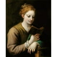 thumbnail image 2 of Correggio 20x24 Black Ornate Framed Double Matted Museum Art Print Titled: Saint Catherine Reading (1530), 2 of 5