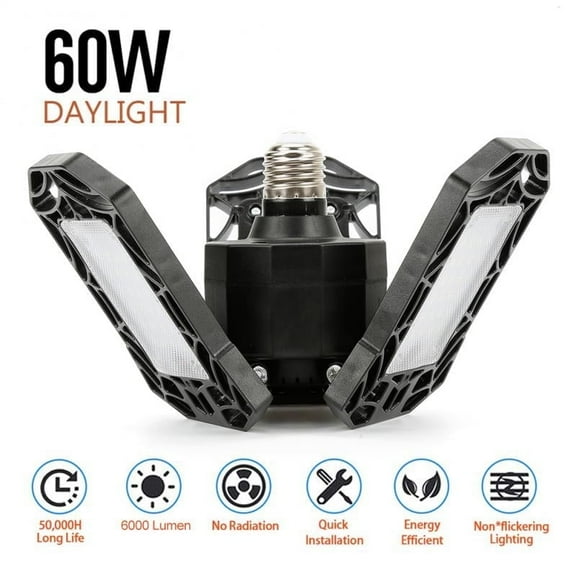 LED Garage Light - 360° Adjustable E26 Industrial High Bay Lamp for Workshop & Warehouse