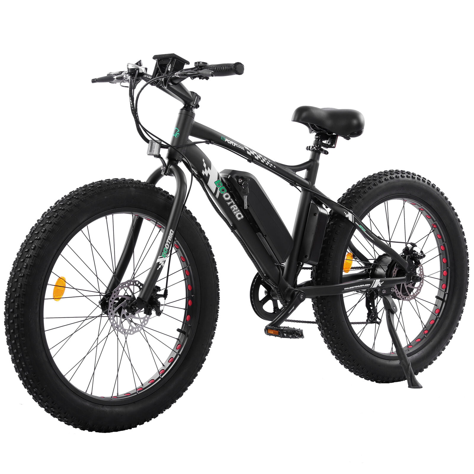 Ecotric 26 In. Electric Bicycle Fat Tire Wheel Snow Beach Mountain E-Riding Adult 36V 500 W Moped E bike