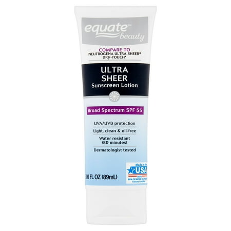 Equate Broad Spectrum Ultra Sheer Sunscreen Lotion, SPF 55, 3 fl oz