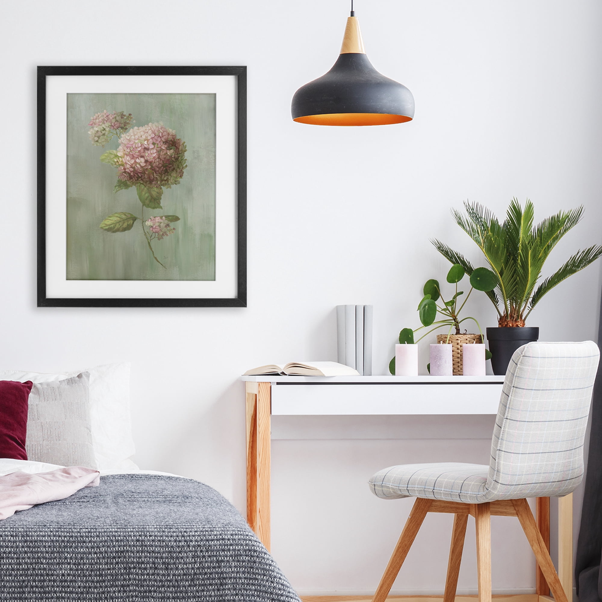 Stupell Industries Single Hydrangea Bushel Black Framed Print Under Glass, design by Nan