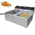 thumbnail image 1 of Bingirl Stainless Steel Commercial Deep Fryer 6 L-Countertop Electric Oil Fryer with Detachable Basket and Lid Adjustable Temperature Control for Home and Restaurant Use with Double Basket, 1 of 6