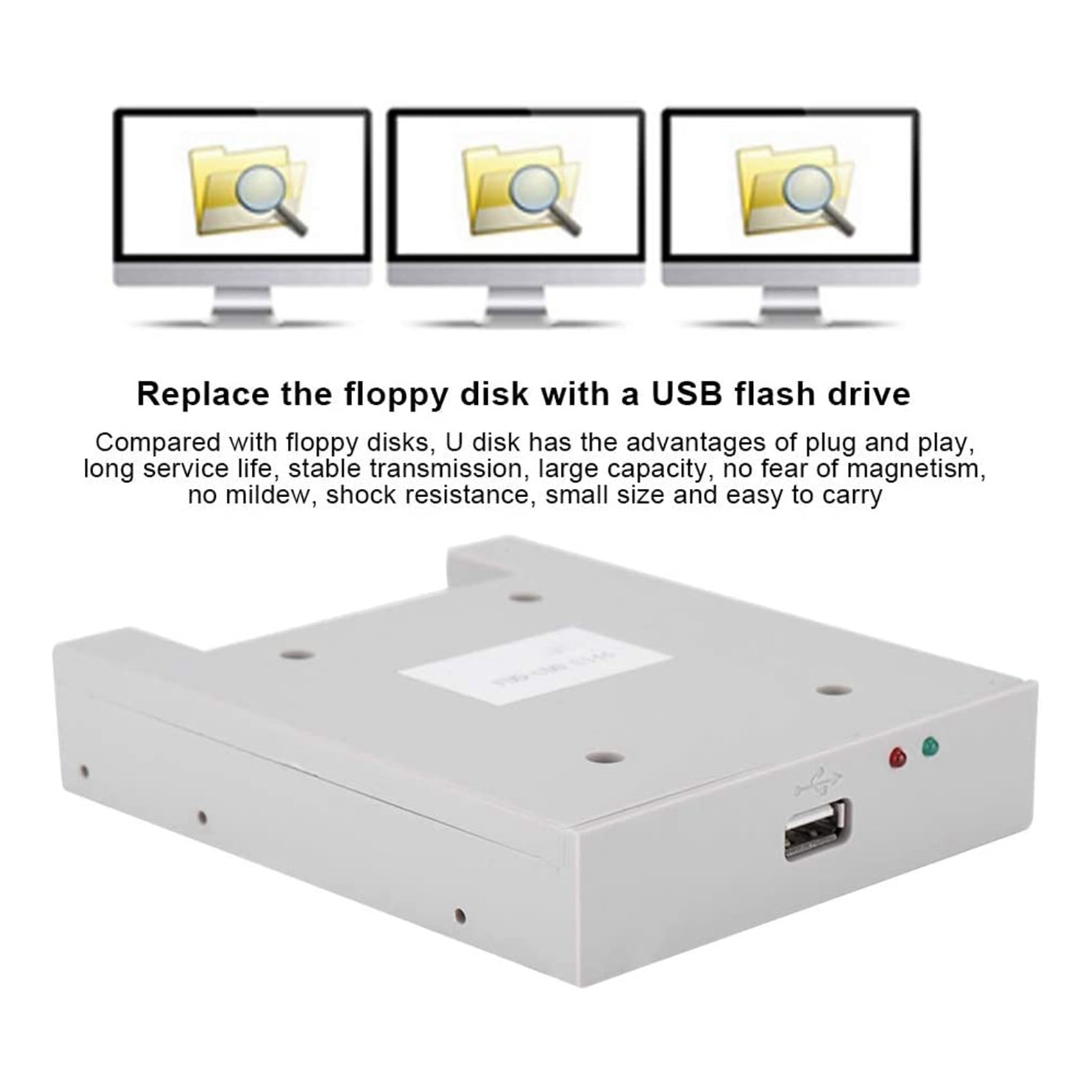 2X FDD-UDD U144K 1.44MB USB SSD Floppy Drive Emulator for Industrial Controllers,2 x USB Emulator 2 x CD-R 2 x Screw Kit,Gray-white