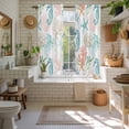 thumbnail image 4 of Teal Red Seahorse Coastal Kitchen Curtains 63 Inch Length, Nautical Beach Coral Starfish Tiers Curtains for Living Room Berdoom Bathroom, Light Filtering Drapes Window Treatment 2 Panels 42"Wx63"L, 4 of 8