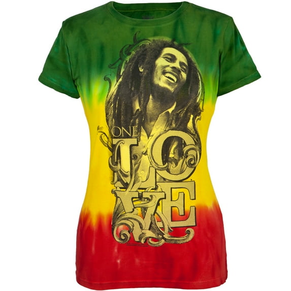 Bob Marley Women's Juniors Smile Tie-Dye Short Sleeve T Shirt