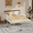 Beige Upholstered Backrest, variant on Zimtown Daybed with Trundle Included, Twin Size Metal Daybed Frame with Pull out Trundle Bed, No Box Spring Needed,Black