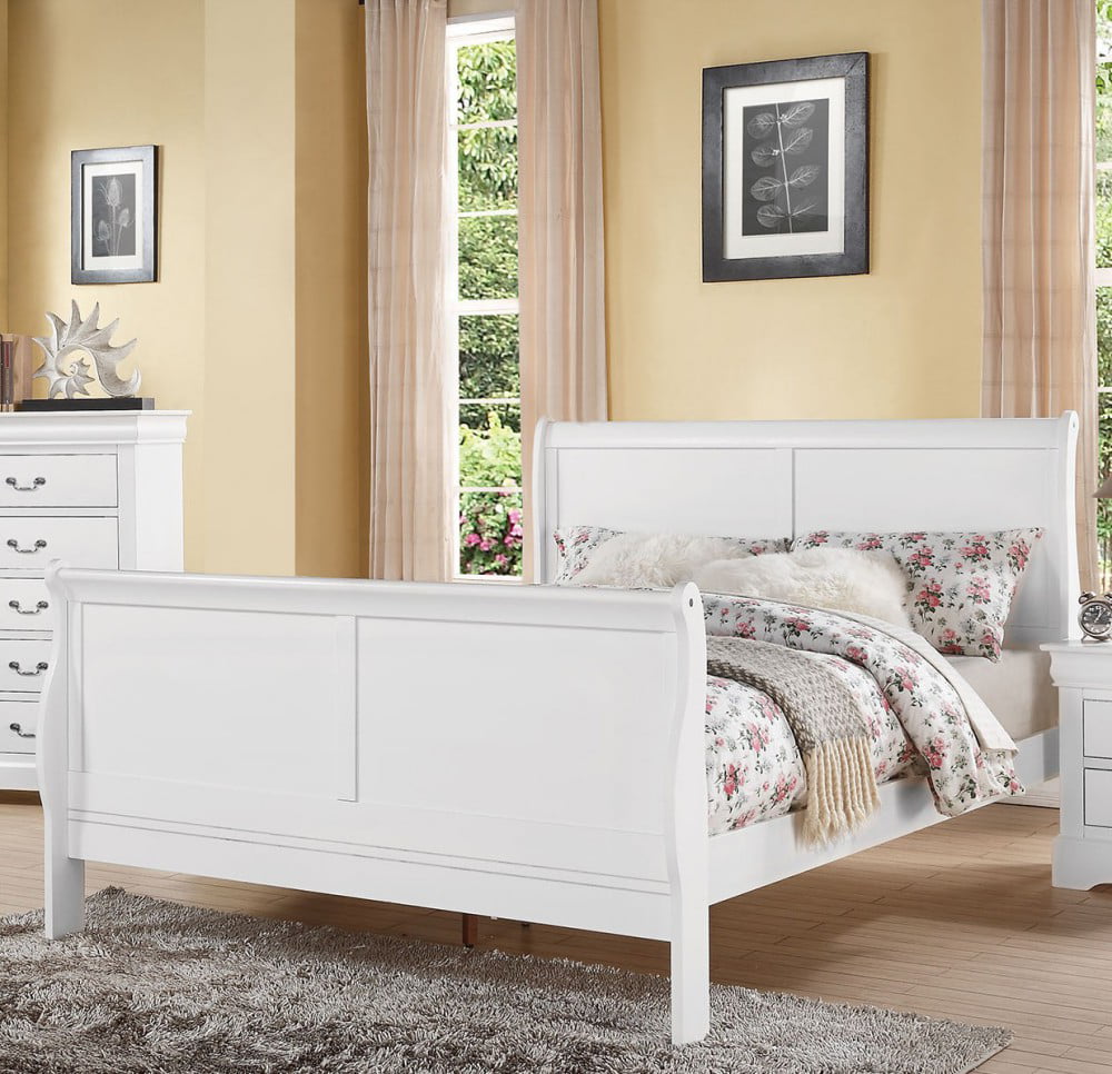 Louis Philippe White Eastern King Sleigh Bed - 0 - 0