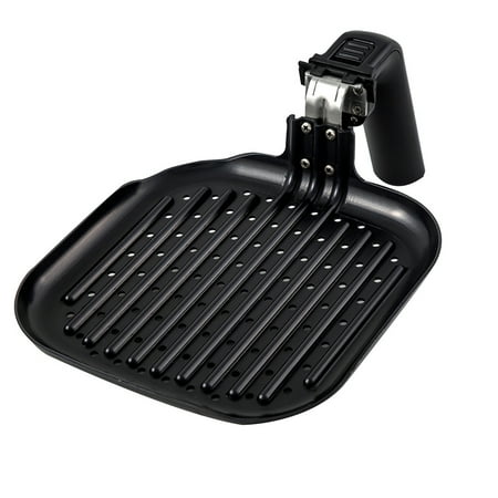 NuWave Brio 6 Quart Brio Air Fryer Grill Pan Accessory Smokeless Indoor Bbq Safe Black