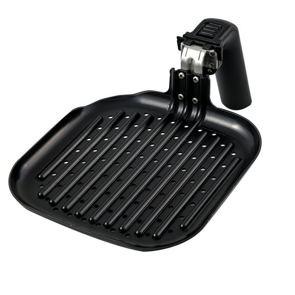 NuWave Brio 6 Quart Brio Air Fryer Grill Pan Accessory, Smokeless Indoor, Bbq, Safe, Black