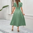 thumbnail image 6 of Oksale Elegant High Waisted Dresses for Women Flowy A Line Puff Short Sleeve Wedding Guest Dress Formal V Neck Cocktail Party Midi Dresses Green XL, 6 of 6