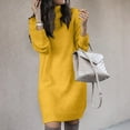 thumbnail image 2 of Whlbf Sweater Dresses for Women Casual Solid Knitting Slimming High Collar Long Sleeve Round-neck Sweaters Dress, 2 of 5