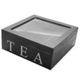 thumbnail image 5 of Wooden 9 Grids Tea Box Tea Bags Container Storage Box Square Gift Box Case Transparent Top Lid, 5 of 5