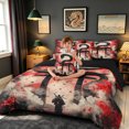 thumbnail image 3 of meiyoeat Samurai Japanese Dragon Twin Bedding for Boys, Galaxy Cherry Blossoms Bedding Comforter Set, Dark Crimson, Black Reversible, 7 Pieces, 3 of 6