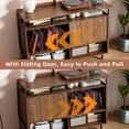 thumbnail image 6 of Large Record Player Stand, Vinyl Record Storage Cabinet with Charging Station, Mid Century Modern Turntable Stand for Bedroom Living Room, 6 of 9