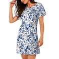 thumbnail image 2 of Logiee Blue Paisley Print Nightgowns for Women,Soft Short-Sleeved Lightweight Sleepwear, Loose Sleepshirts, 2 of 6