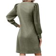 thumbnail image 4 of Kmdttou Women's Summer Fashion Solid Color Round Neck Knit Dress Puff Long Sleeve Dress Long With Pocket,Fashionable Casual Dresses for Women 2025, 4 of 9