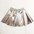 thumbnail image 2 of Metallic Skater Skirts Elastic Waist Flared Pleated A-Line Silver Mini Skirt Dance Performance, 2 of 6