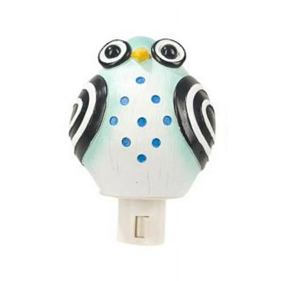 Owl Nightlight - Blue Owl with Black/White Wings Night Light