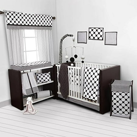 Bacati Dots Pinstripes Black White 10 Piece Crib Set Including