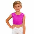 thumbnail image 5 of Afdoent Girls Square Glitter Printed Crop Top Sleeveless Tank Casual Party Performance Wear Fashion Stretch Comfort Fit Youth 140, 5 of 6