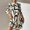 White, variant on Fashion Women Casual Loose Round Neck Half Sleeves Comfy Printing Dress