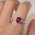 thumbnail image 4 of Asscher cut wedding ring bezel set ruby proposal ring July birthstone unique anniversary gifts for her, 4 of 5