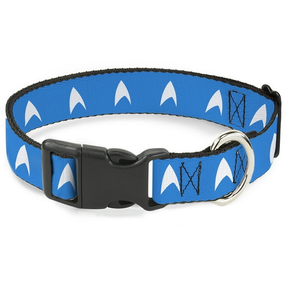 CBS Studios Inc. Pet Collar, Dog Collar Plastic Buckle, Star Trek Starfleet Insignia Blue White, 7 to 8.5 Inches 0.5 Inch Wide