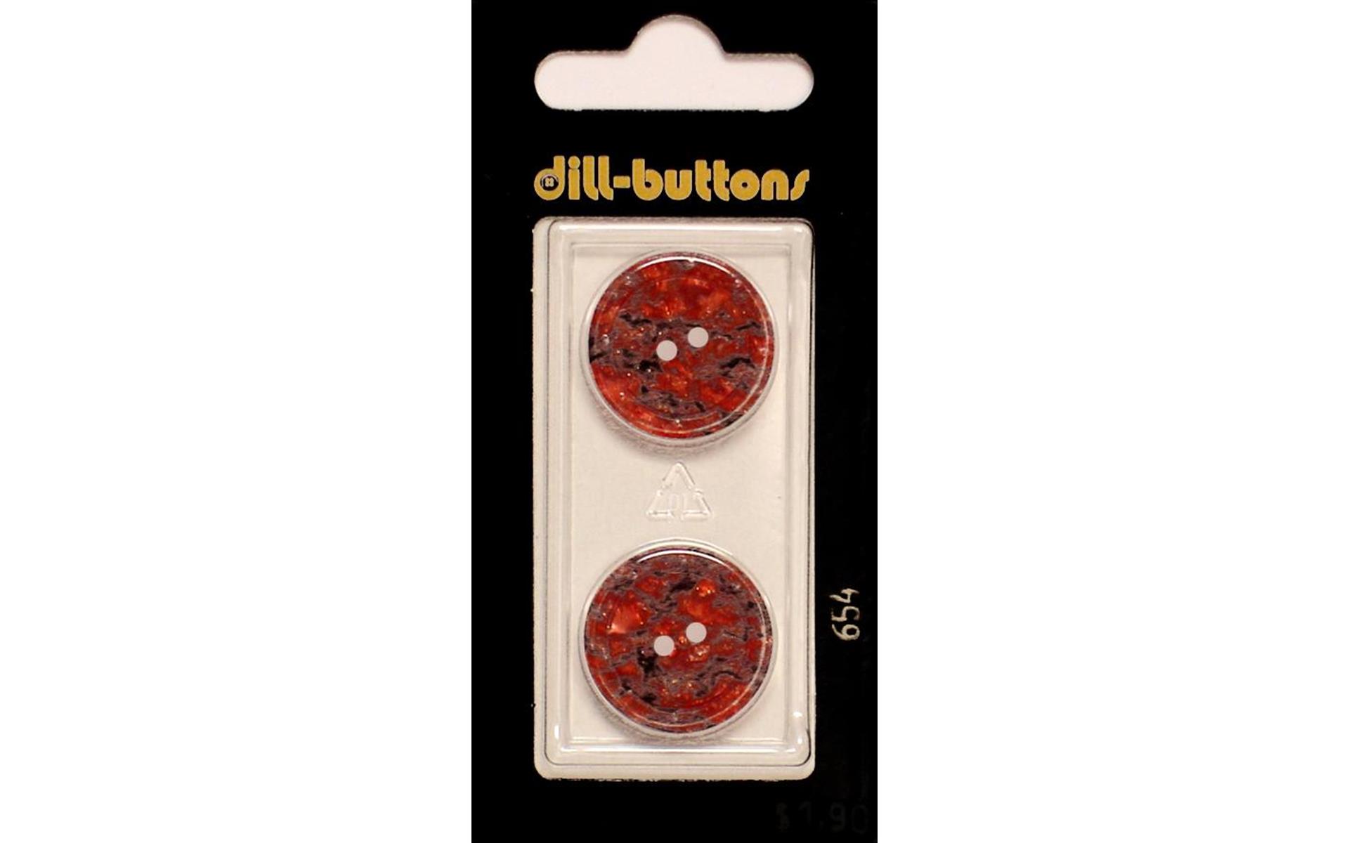 Dill Buttons 25mm 2pc 2 Hole Red