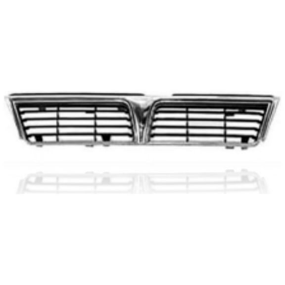 Grille - Compatible/Replacement for '91-93 Mitsubishi Galant - Chrome Frame, Black Insert - MB646843