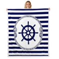 thumbnail image 1 of Erosebridal Blue Rudder Fleece Blanket,Stripes Sherpa Throw 40x50，Ocean Bedroom Decor, 1 of 6