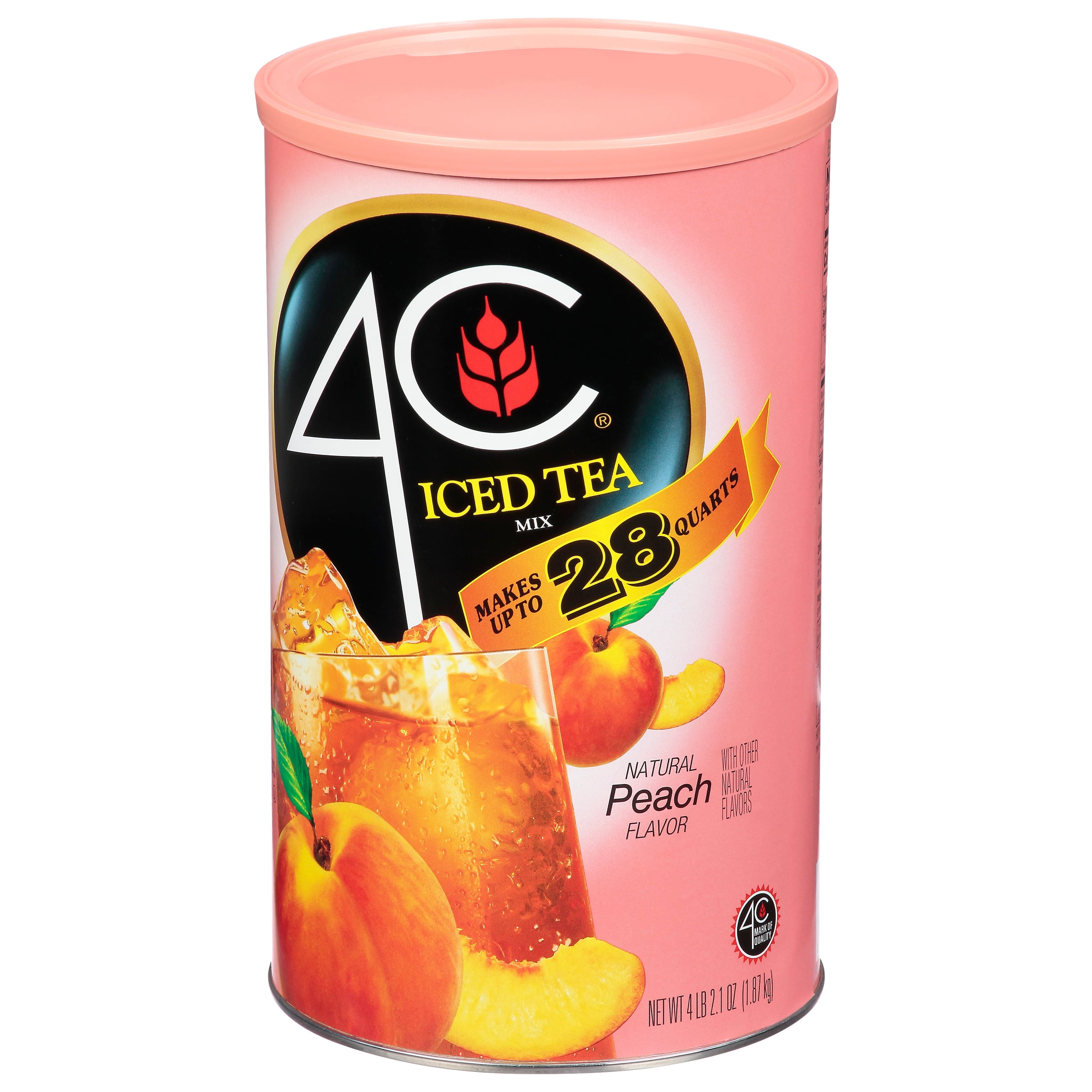 4C Instant Iced Tea Mix, Natural Peach Flavor with Water & Ice